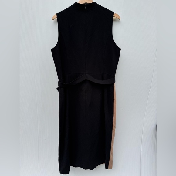 🆕 White House Black Market mock neck Tan and Black Asymmetrical Dress sz 14 NWT - Picture 10 of 12